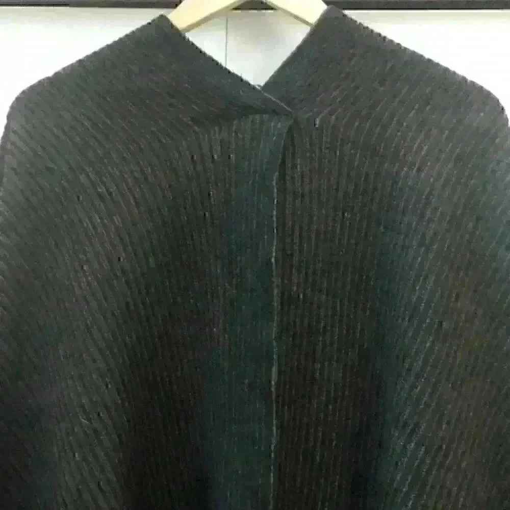 Maria Paola Calugi Italy Pinstripe Knit Wrap Wool Button Accent Brown Black OS - Picture 6 of 10